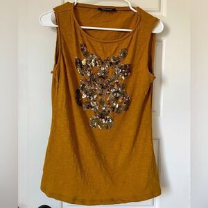 Nanette Lepore Sequins Gold Tank Top